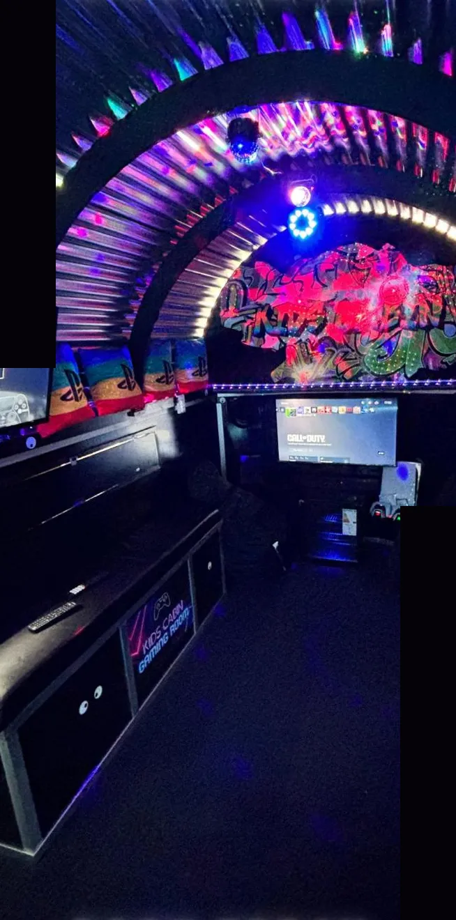 Disco interior with neon lights