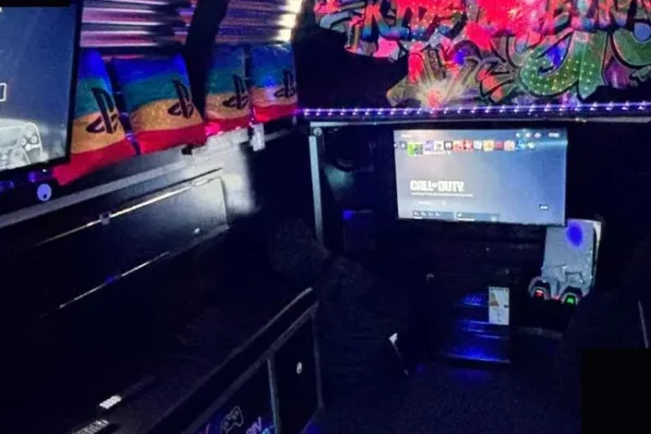 Disco interior with neon lights