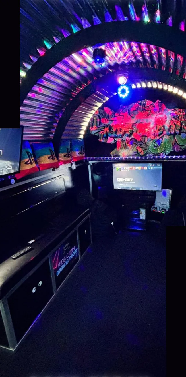 Disco interior with neon lights